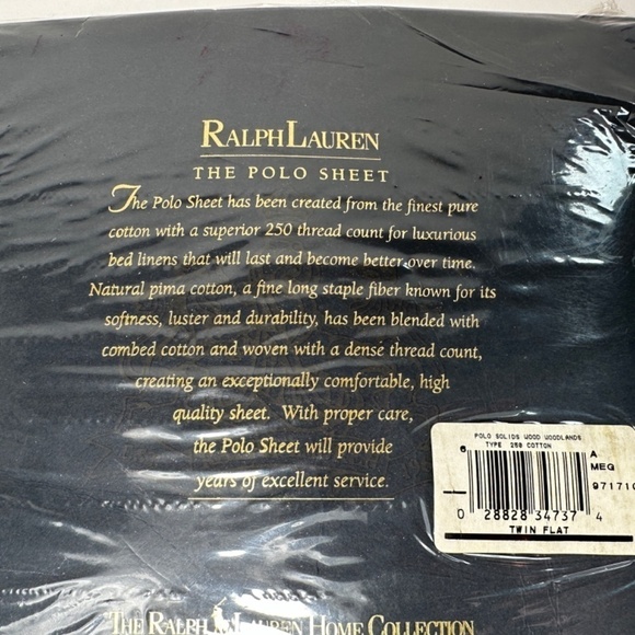 NEW Ralph Lauren Polo Green Twin Flat Sheet 250 Thread 100% Cotton - Picture 7 of 10